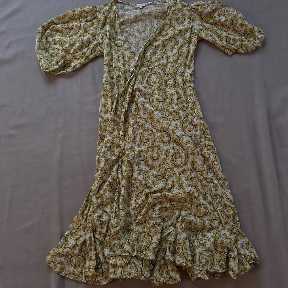RHODE Green Floral Midi Dress